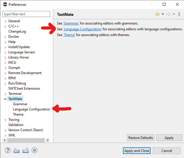 Sous menu Language Configuration manquant