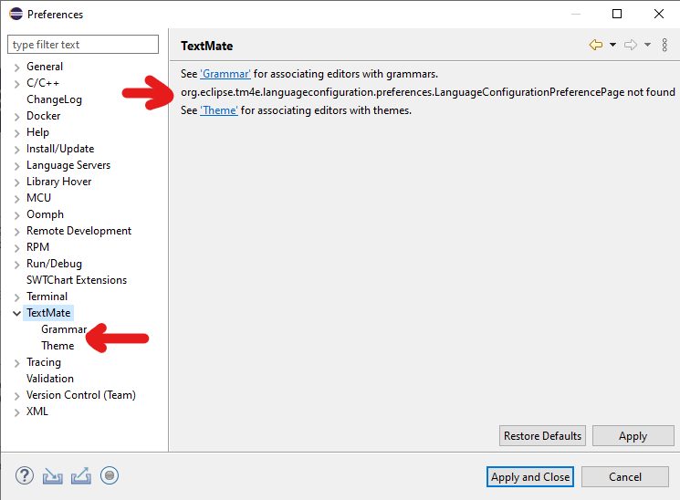 Sous menu Language Configuration manquant